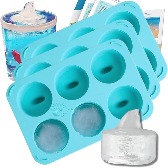 Shark Gifts for Shark Lovers - 3 PACK Shark Mold Cool Shark Stuff - Fun Ice Cube Trays for Shark Theme Birthday Party Supplies - Fin Ice Molds Fun Shapes the perfect funny Craft Ice Cube Molds