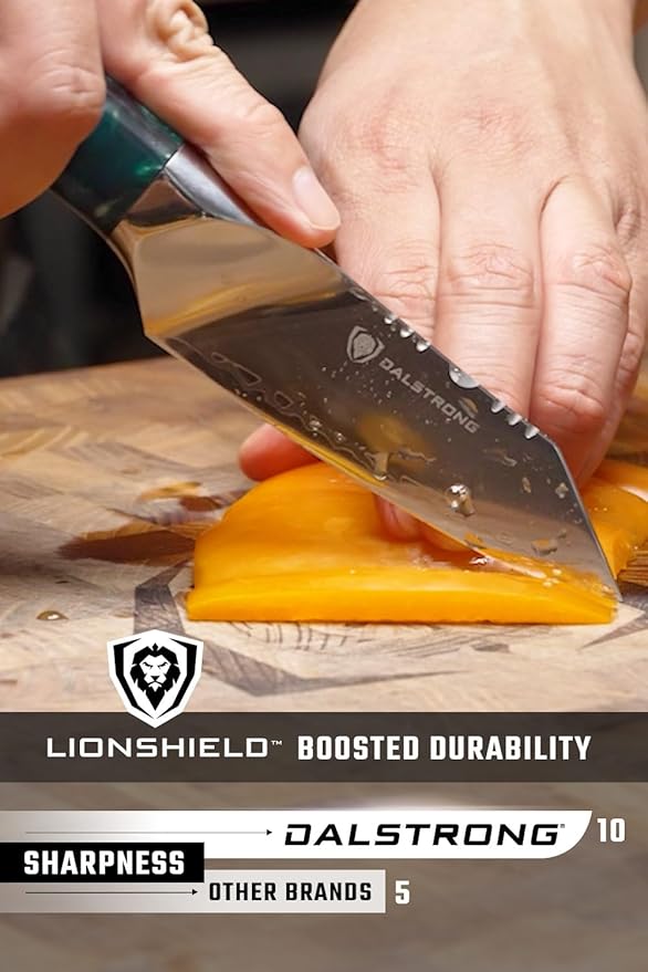 Dalstrong 2 Piece Knife Set - Chef Knife 8 inch & Paring Knife 4 inch - Valhalla Series - Premium 9CR18MOV HC Steel - Celestial Resin & Wood Handle - Razor Sharp - Essential Set - Leather Sheath