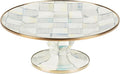 MACKENZIE-CHILDS Enamel Pedestal Platter, Round Cake Stand, Mini, Gray-and-White Sterling Check
