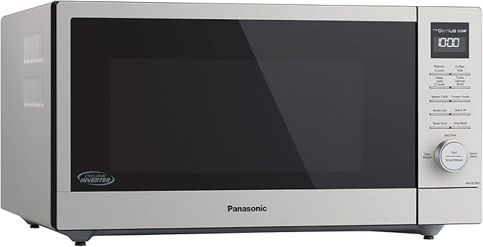 Panasonic NN-SD78LS 1.6 cu.ft Cyclonic Inverter Countertop Microwave Oven 1250Watt Power with Genius Sensor Cooking, cft, 19.44"D x 21.88"W x 11.94"H,Stainless Steel