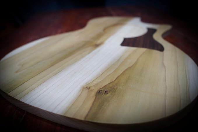 Guitar Shaped Cutting Board, Poplar and Black Walnut Wood, 14 x 18 x 3/4 inches, Handmade in Texas