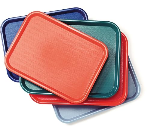 Carlisle FoodService Products CT121605 Café Standard Cafeteria/Fast Food Tray, 12" x 16", Red (Pack of 2)