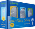 Cutlery Set Plastic Utensils Clear Forks Spoons Knives Disposable Silverware Heavyweight [300 Combo Box] (Formerly FULING)