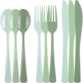 300 Pieces Sage Green Plastic Silverware Heavy Duty Plastic Cutlery Set Heavyweight Disposable Flatware Includes Spoons Forks Knifes for Birthday Party Prom Night Wedding Dinner