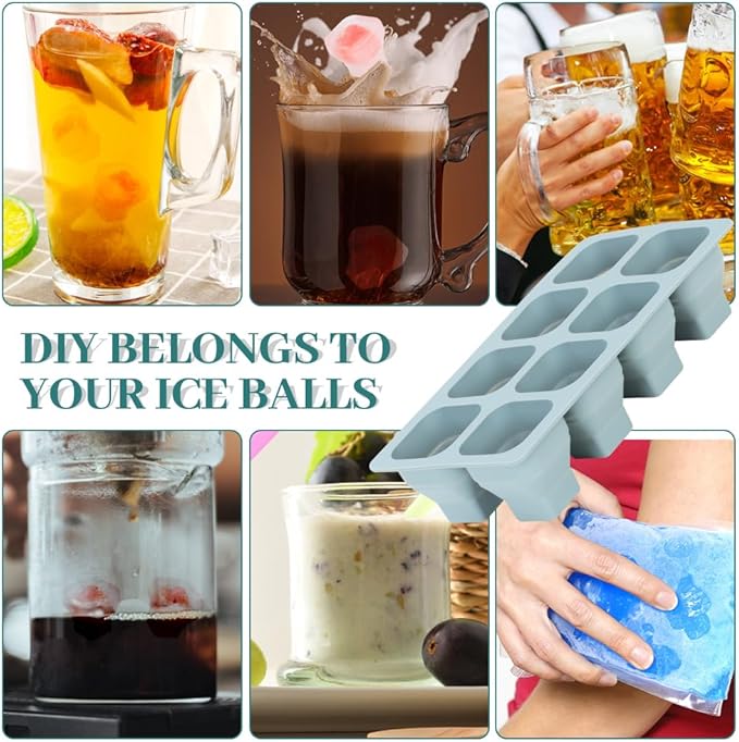 Foldable Ice Cube Trays, 2 Pack Folding Ice Cubes Maker Molds with Lid for Freezer, Easy-Release Silicone Ice Cube Tray Making, Ice Chilling Cocktail、Whiskey、Tea、Coffee、Ice Cream Maker、Baby Food