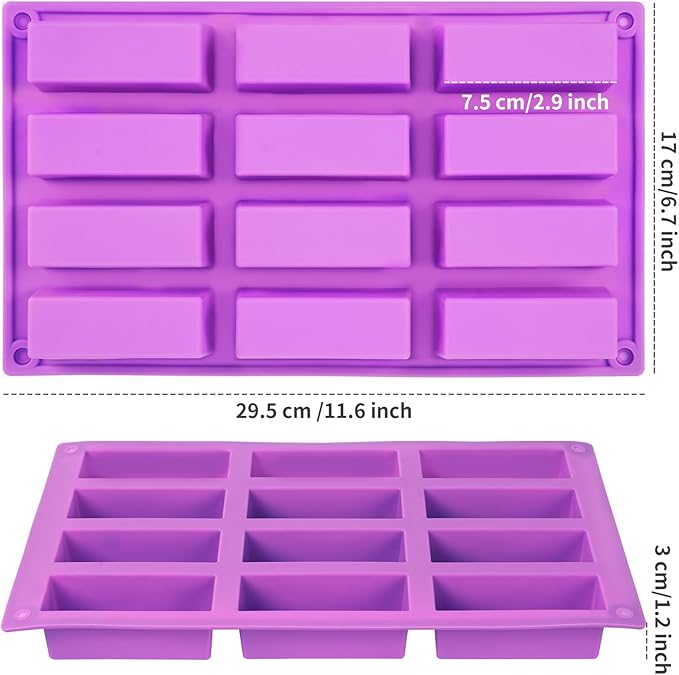 2 Pack Granola Bar Mold Silicone Mold,12 Cavity Rectangle Energy Bar Mold,Cereal Bar Molds for Ganache, Chocolate Bar, Truffles, Cheesecake