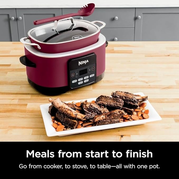 Ninja Foodi PossibleCooker PRO 14-in-1 8.5 Qt Multi-Cooker – Replaces 14 Tools, Nonstick Pot, Glass Lid & Integrated Spoon (Cherry Tarte)