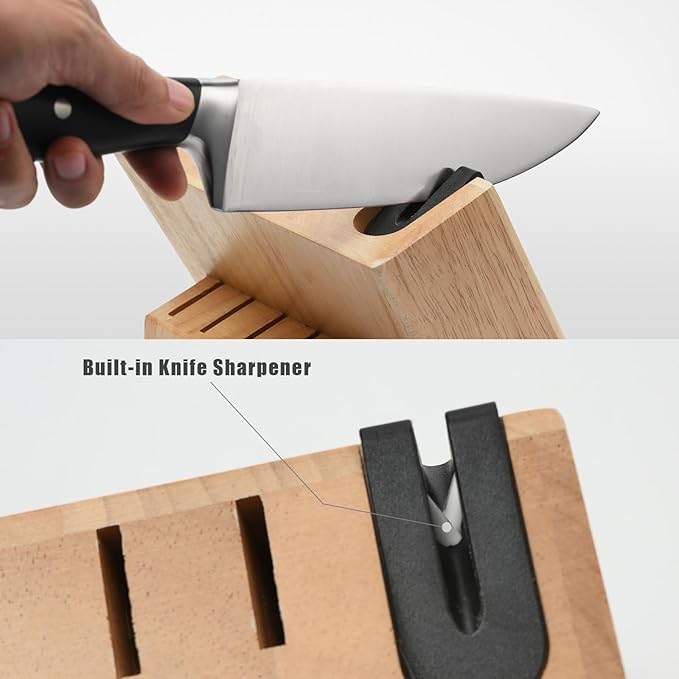 Kitchen Knife Set, Professional 13 Piece Knife Set with Block and Sharpener, Sharp Chef Knife Set, Ideal for Home and Restaurants, Elegant Black