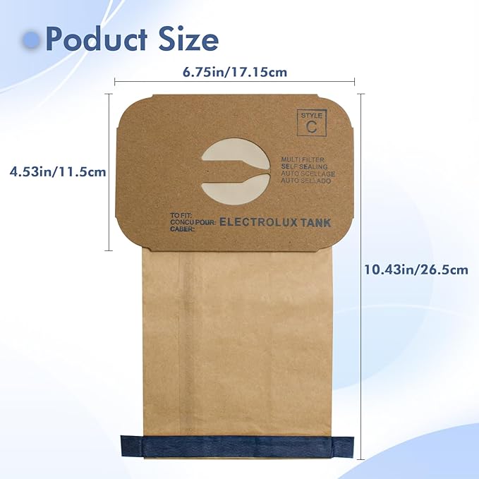 Purzest 24 Pack Canister C Vacuum Sweeper Bags Replacement Style C Bags For Electrolux Type C Canister Vacuums