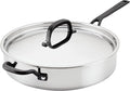 KitchenAid 5-Ply Clad Stainless Steel Stainless Steel Induction Saute Pan with Lid, 5 Quart - Polished Stainless Steel