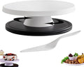 Cake Stand, 12'' Rotating Cake Turntable Revolving Cake Spinner Stand Cake Decorating Kit Display Stand Bamboo Fiber Turns Smoothly Painting Turn Table Stand for Pastries, Cupcakes(White, L)