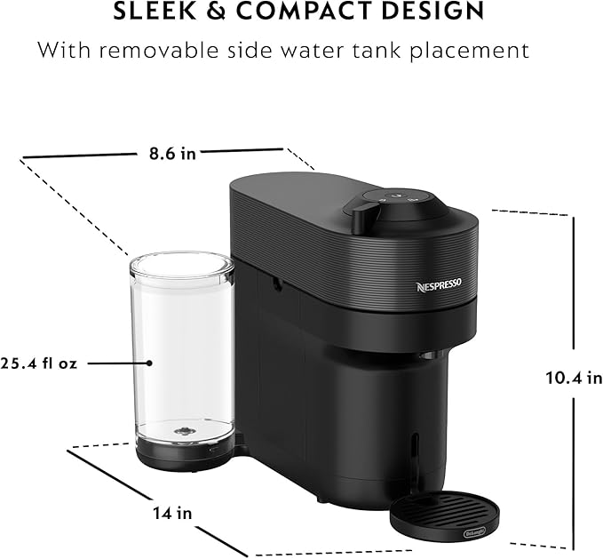 Nespresso Vertuo Pop+ Coffee and Espresso Machine by De'Longhi, Liquorice Black