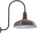 Steel Lighting Co. Gardena Barn Light | Outdoor Wall Mounted | 16" Dome | Upslope Gooseneck | Farmhouse Light Made in America | Dark Bronze Exterior/White Interior