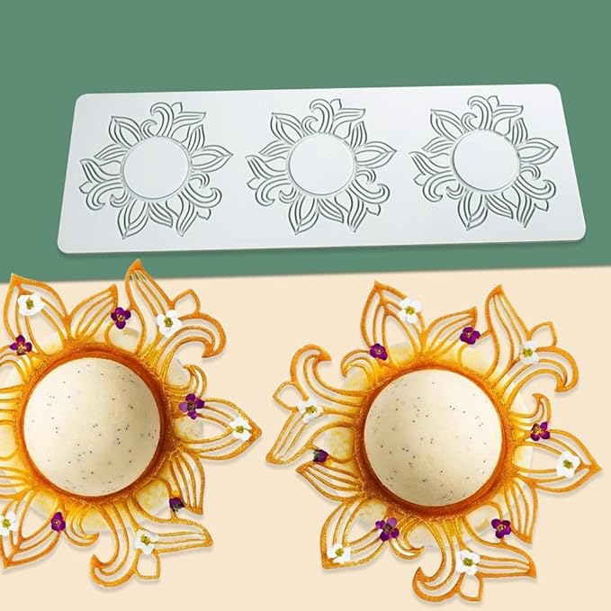 Hollow Leaf Silicone Mold Chocolate Candy 3D Hollow Leaf Candy Mold Food Cooking Meals Decorations Fondant Mold Polymer Clay Molds (Flower Ring R_11.68x3.92x0.12inch)