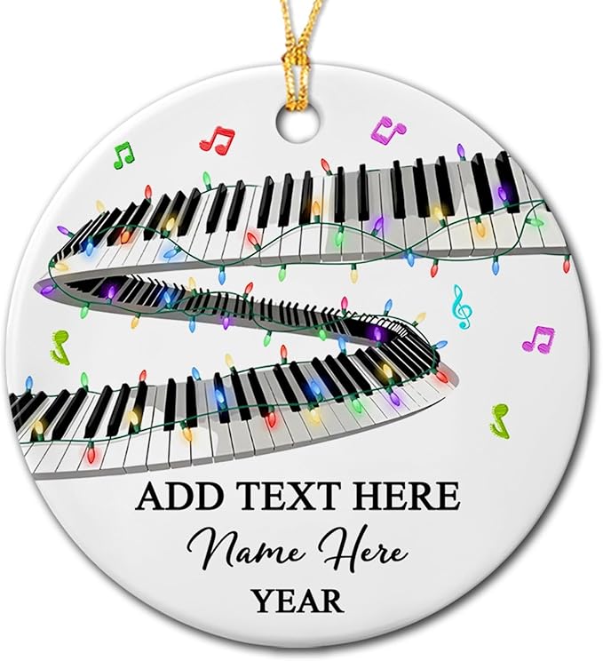 Personalized Text Year Name Keyboardist Ceramic Xmas Ornament, Unique Keyboard Musical Christmas Ornaments Gift for Women Men Friends Keyboards Player, Customized Keyboard Musical Instrument Ornament