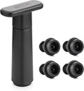 WOTOR Wine Saver Vacuum Pump with 4 Stoppers, Wine Stopper & Preserver, Reusable Bottle Sealer Keeps Fresh, Ideal Accessories Gift (Flat Handle)