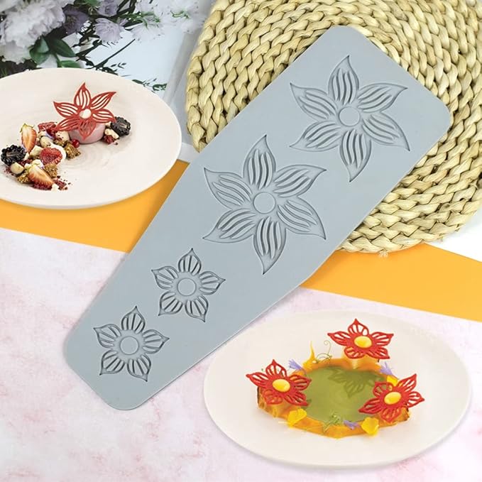Hollow Leaf Silicone Mold Chocolate Candy 3D Hollow Leaf Candy Mold Food Cooking Meals Decorations Fondant Mold Polymer Clay Molds (Flower A_10.48x3.84x0.12inch)