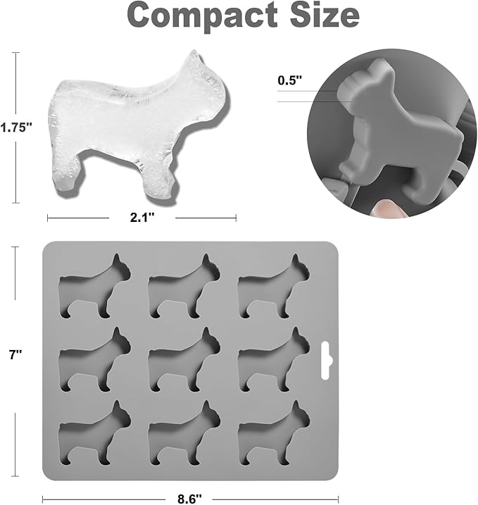 French Bulldog Ice Cube Mold, Fun Shapes Frenchie Bull Dog Ice Cube Tray, Silicone Dog Treat Mold, Cute Novelty French Bulldog Gifts for Baking & Freezing Decor, BPA Free & Heat Resistant