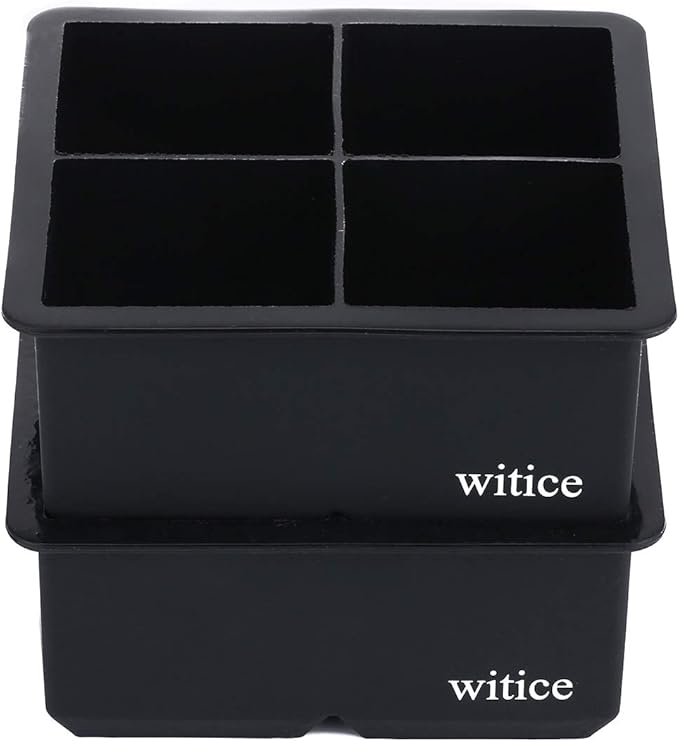 Large Ice Cube Trays Silicone (2.5-Inches) - Whiskey Ice Cube Mold, With Easy Release Ice Cubes for Whiskey and For Cocktail,Food Grade (Black 2 Tray)