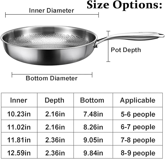 Titanium Pan, Pletefull Pure Titanium Pro Hammered Frying Pan, Multifunctional Non-stick Without Coating Cookware, Scratch-Resistant Durable Flat Pan Dishwasher-Friendly（10.23inch）