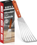 1 Slotted Elegant Silver Fish Turner Spatula - Metal Fish Spatula with 6.5 inch Blade & Ergonomic Wooden Handle - Ideal for Home and Professional Chefs