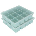 Baby Food Storage Silicone Cubes with Clip-On Lid Freezer Tray Baby Food Soups Purees Ice Safe Design Made in Korea(12cubes 1.5oz, Ocean Blue Set of 2)