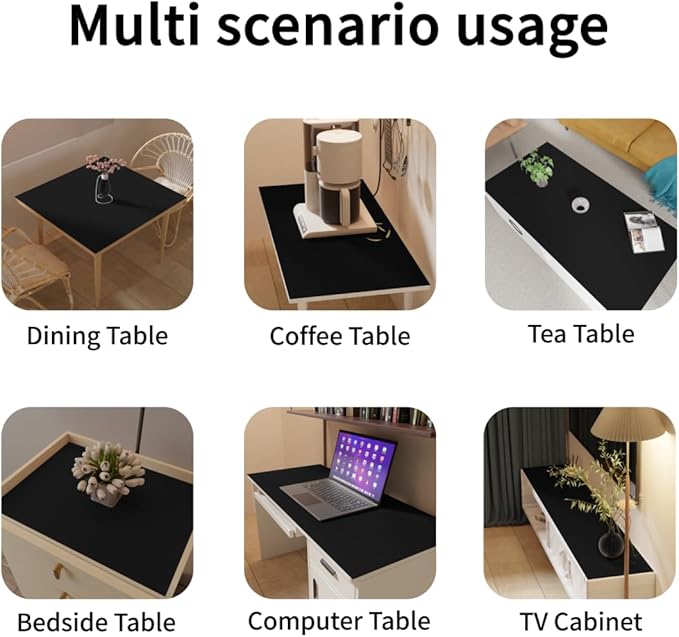 Leather Table Cover,1.8mm Thick,24x36 Inch Table Protector,Coffee Table Protector,Coffee Table Cover,Dining Table Pads.(Black+Black,24x36)