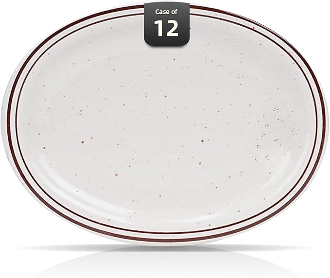 Stoneware Narrow Rim Commercial Grade Dinnerware (Brown Speckle, Platter 11.5" x 8.5")