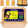 parchment paper for air fryer,8.7 * 5.5inch rectangle air fryer liners disposable,125pcs non-stick airfryer liners rectangle free of bleach, compatible with 8-9 Qt baskets
