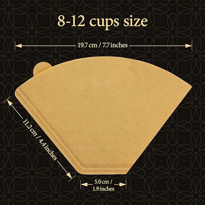 Cafe Le Rou Natural Unbleached Paper Cone Coffee Filters, #4 Size, Brown, 100 Count, for Pour-Over and Drip Coffee Makers