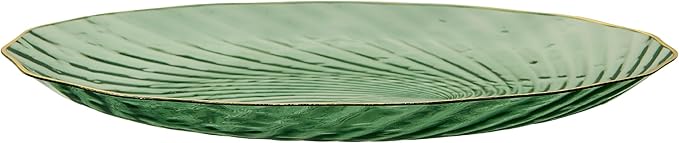 PLASTICPRO 30 Pack Plastic Plates Set of 15-10 inch Plates and 15-7 inch Plates, Elegant Clear Green Spiral and Gold Rim Disposable Fancy Plates Premium Heavyweight