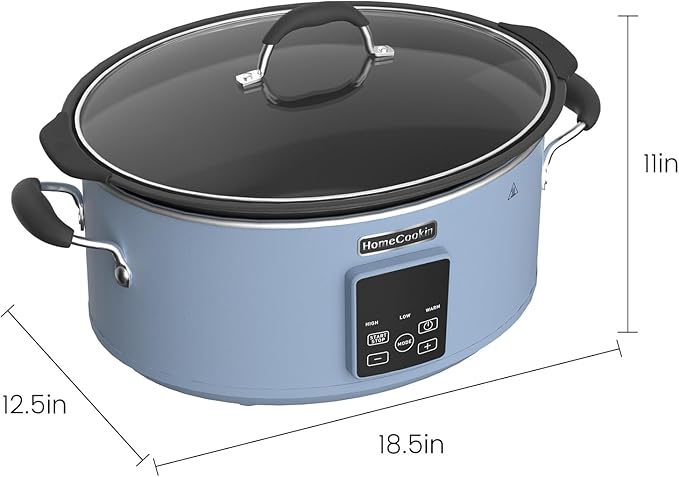 HOMECOOKIN Slow Cooker, Extra Large 10 Quart Digital Programmable Slow Cookers with Timer, Dishwasher Safe Glass Lid & Crock, Kitchen Appliance for Families and Gatherings, Blue