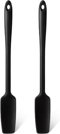 2 Pieces Long Handle Silicone Jar Spatula Kitchen Scraper Spatula Non-Stick Rubber Silicone Scraper for Jars, Smoothies, Blenders Cooking Baking Stirring Mixing (Black)