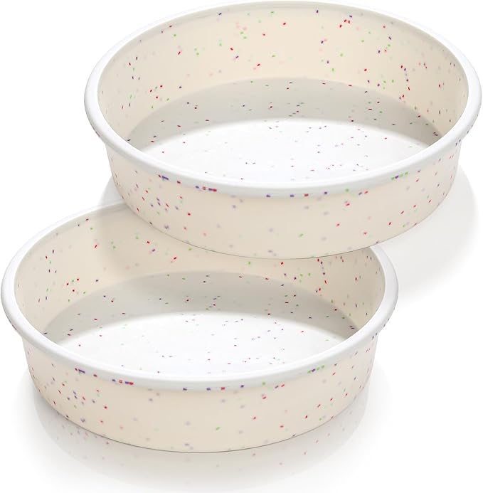Vinino 10 Inch Silicone Round Cake Pan with Metal Reinforced Frame Set of 2, Nonstick Silicone Springform Pan for Baking Suitable for Making Layers, Cheese & Chocolate Cakes