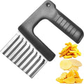 Crinkle-Cutter for Veggies-Salad-Chopper Knife Stainless-Steel-Blade Wavy for Potato Carrot Veggies,Serrator Salad Chopping Knife French Fry Slicer