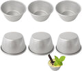 Small Popover Pans Nonstick 6Pcs, 3 Inch Round Pie Tart Mold Small Tin, Carbon Steel Pudding Cups, Individual Egg Tart Moulds Cute - Silver