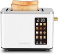 SEEDEEM Toaster 2 Slice, Touch Control Screen, Smart Stainless Toaster, 6 Shade Setting, 6 Bread Selection, Countdown, Removable Crumb Tray, 900W, Pearl White
