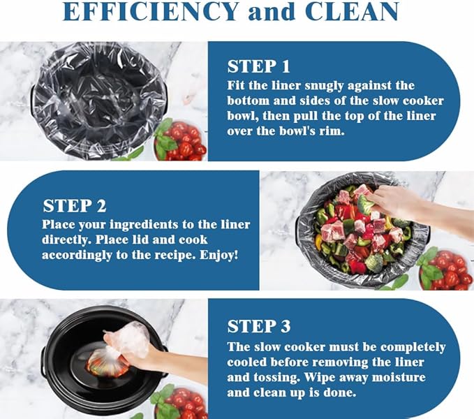 Slow Cooker Liners, 13“ x 21” 40 Cooking Bags, Large Disposable Pot Liners, Fits 3QT to 8QT Slow Cooker Cooking Plates, Multi-Purpose Liner Plastic Bags, BPA Free (2 Pack)