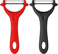 AUAUY 2Pcs Potato Peeler, Y-Shaped Swivel Vegetable Peeler, Fruit Peeler for Kitchen, Non-Slip Y Peeler, Ergonomic Handle Sharp Blade Stainless Steel Peeler, Veggie Peelers for Kitchen(Black+Red)