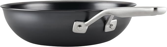 KitchenAid NITRO Carbon Steel Stir Fry Pan/Wok, Stainless Steel Handle, Compatible with All Cooktops, 10 Inch - Black