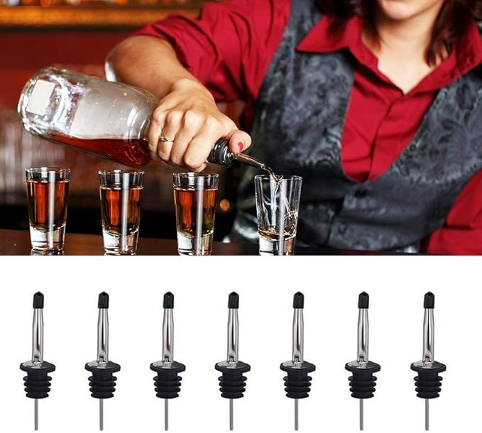 48 Pack Liquor Pour Spouts Set - Stainless Steel bottle spout and Liquor Pourers Dust Caps Covers
