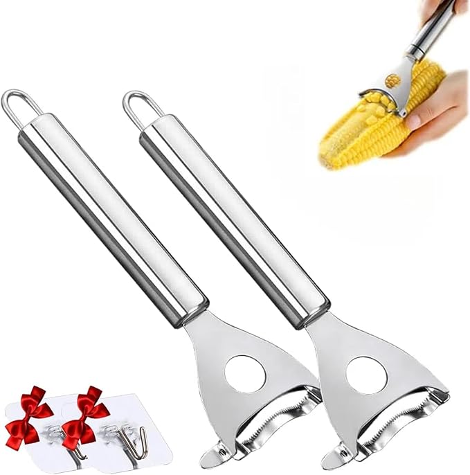 Cobb Gobbler corn peeler, 2025 New Cobb Gobbler Corn Peeler，Cobb Gobbler grain thresher, labor-saving and fast Cobb Gobbler labor-saving corn peeler, corn cob peeling tool (Silver(2Pcs))