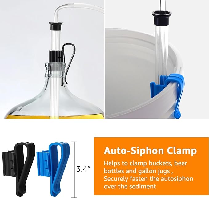 3/8" Auto Siphon Beer Bottle Siphon Pump Wine Siphon Regular Siphoning Kit Transfer Pump for Gallon Jugs, Wine, Beer, Mead, or Kombucha with 5Ft Clear Silicone Hose (2 Pcs)