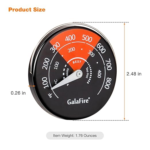 2PCS Wood Stove Thermometer Magnetic for Wood Burning Stove Burn Indicator for Gas Stoves Pellet Stove