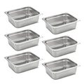 1/2 Hotel Pans 4 Inch Deep Stainless Steel Food Pan - Anti-Jam 6 Pack Steam Table Pan Set for Catering, Buffet Use, Kitchen Prep