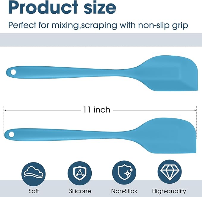 Irenare 30 Pcs Silicone Spatulas 11 Inch Large Rubber Spatulas Heat Resistant Non Stick Flexible Scrapers Baking Mixing Tool Cookware Dishwasher Safe, 6 Colors