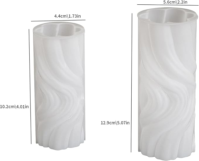 2 Pack Spiral Wave Resin Casting Molds - Silicone for 3D Animal Candle Making
