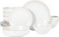 Gibson Home Dinah 16-Piece Matte White Stoneware Dinnerware Set – Double Bowl, Embossed Speckled Design, Durable Kitchen Dinnerware