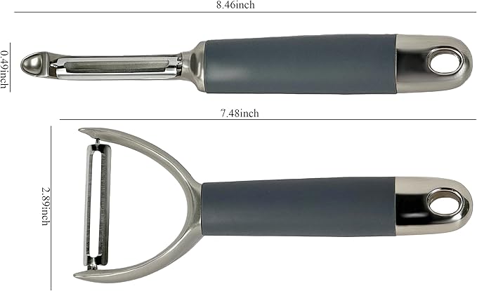 BYVOV Zinc Alloy Peeler Set, 2 Pieces Ergonomic Kitchen Tools for Fruits & Vegetables | Straight & Julienne Peelers for Effortless Peeling & Garnishing