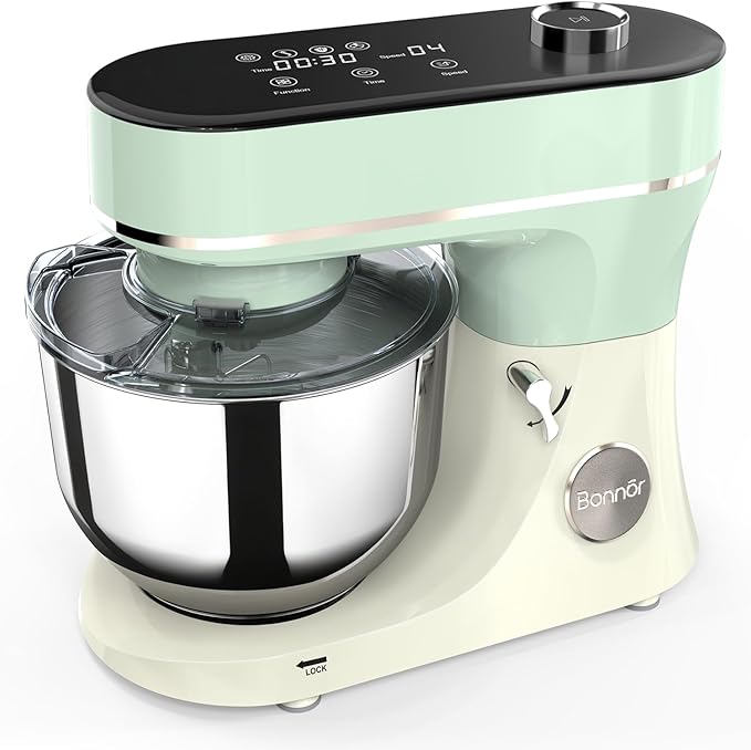 Stand Mixer 6QT Kitchen Mixer with LED Smart Touchscreen, 11-Speed Tilt-Head Mixer with Timer, 4 Preset Menus, Stainless Steel Bowl, Dough Hook, Whisk, Beater,Green